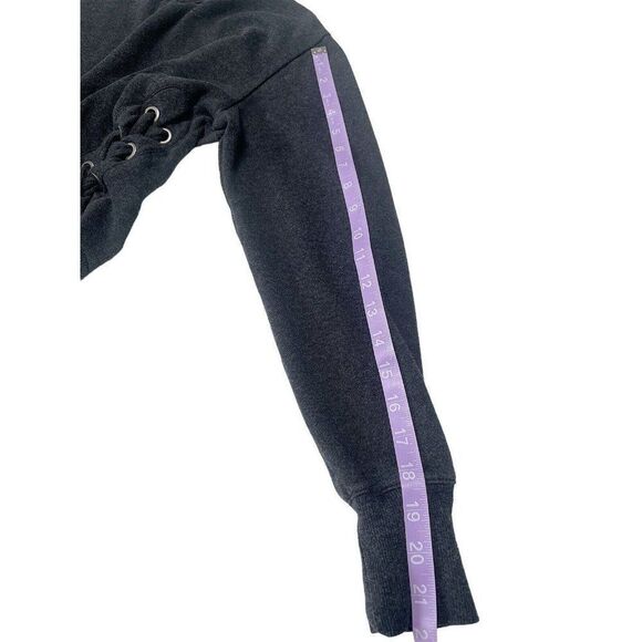 Free Generation Los Angeles Gray lace up tie high neck sweater size medium - Picture 7 of 10